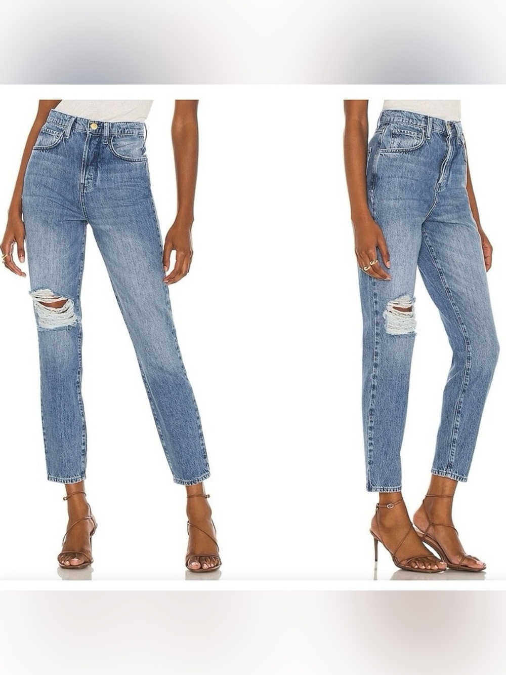New NWT Designer Triarchy Denim Jeans Distressed Straight High Rise Sz. 27